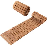 245 cm Houten Tuinpad Recht Weerbestendig Buitenpad met Staaldraad en Antisliptextuur Houten Pad voor Tuin Binnenplaats Aan Zee