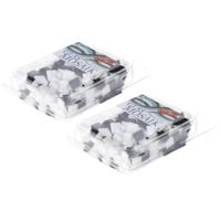 Glorex mozaiek steentjes/tegeltjes - starters pakket - vierkant - 560x stuks - wit/zwart - 1 x 1 cm