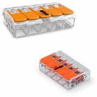 Wago lasklem 221-415 hevelklem 5 draden voor soepele en massieve draad van 0.14 tot 4mm² Wago lasklem 221-415 hevelklem 5 draden voor soepele en massieve draad van 0.14 tot 4mm²