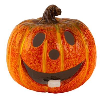 Halloween decoratie - oranje - polyresin - Dia 27 cm - pompoen - LED