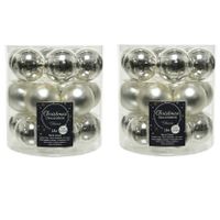 54x stuks kleine glazen kerstballen zilver 4 cm mat/glans