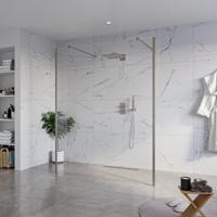 Fortifura Galeria Vrijstaande Inloopdouche - 160x200cm - Helder - antikalk - 8mm veiligheidsglas - 2 zijwanden 40cm - wandsteunen en hoekprofielen - Geborsteld Gunmetal PVD SW927771 2x/SW797918/SW797911 2x/SW798732 2x