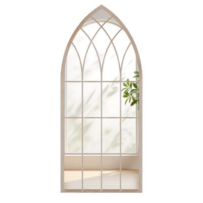 Farmhouse Raamkozijnspiegel Gebogen Wandspiegel met Metalen Frame Decoratieve Spiegel voor Binnen en Buiten in de Woonkamer Hal Open Haard Tuin 115 x 50 cm