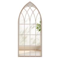 Farmhouse Raamkozijnspiegel Gebogen Wandspiegel met Metalen Frame Decoratieve Spiegel voor Binnen en Buiten in de Woonkamer Hal Open Haard Tuin 115 x 50 cm