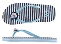 XQ Footwear teenslippers strepen meisjes blauw/wit - thumbnail