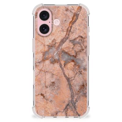 iPhone 16 Anti-Shock Hoesje Marmer Oranje iPhone 16 Anti-Shock Hoesje Marmer Oranje