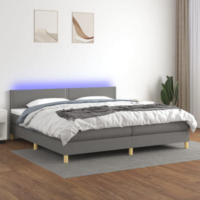 Boxspring met matras en LED stof donkergrijs 200x200 cm