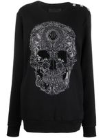 Philipp Plein sweat à tête de mort brodée - Noir - thumbnail