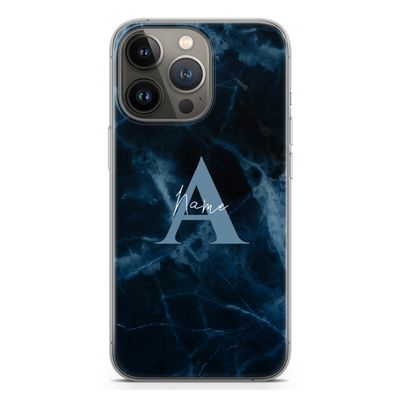 Midnight Marble: iPhone 13 Pro Transparant Hoesje