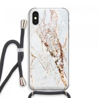 Goud marmer: iPhone XS Max Transparant Hoesje met koord
