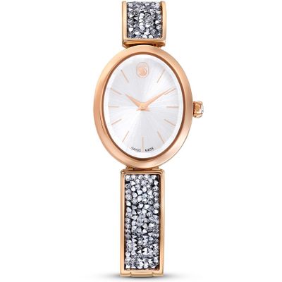 Swarovski 5656851 Horloge Rock Oval zilver-en rosekleurig-wit 26 x 29 mm
