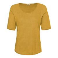 Shirt met korte mouwen van bourette zijdenjersey, saffraan Maat: 34 - thumbnail