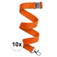 10x Keycord/lanyard oranje met sleutelhanger 50 cm - thumbnail