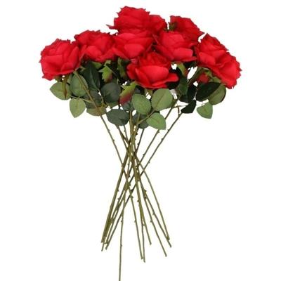 Kunstbloem roos Simone - 10x - rood - 45 cm - decoratie bloemen Kunstbloem roos Simone - 10x - rood - 45 cm - decoratie bloemen