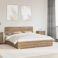 Bedframe met hoofdeinde Artisan Eiken 180 x 200 cm Bewerkt hout