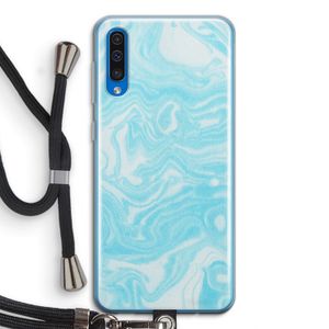 Waterverf blauw: Samsung Galaxy A50 Transparant Hoesje met koord