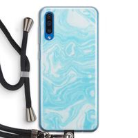 Waterverf blauw: Samsung Galaxy A50 Transparant Hoesje met koord