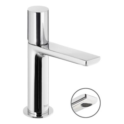 Wastafelkraan Tres Max | Opbouw | Mengkraan | Standaard model | 1-knop | Rond | Chroom