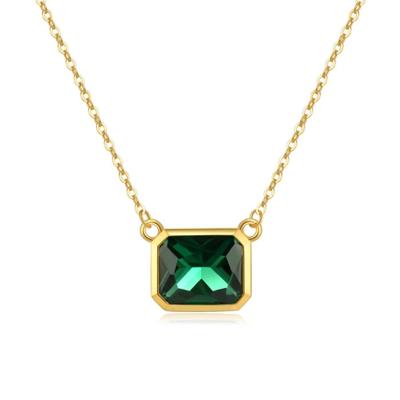 Elenza Smaragd CZ Ketting in 925 Zilver met Gouden Plating