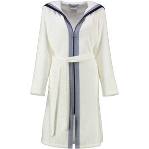 Cawö Cawö Dames Badjas met Capuchon en Rits 6598 Weiss 46