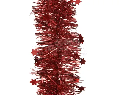 Guirlande Lametta Ster 270cm Ø10cm Kerst Rood