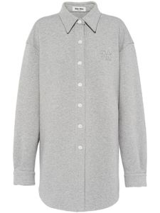 Miu Miu chemise oversize en coton à logo brodé - Gris