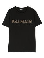 Balmain Kids t-shirt en coton à logo strassé - Noir