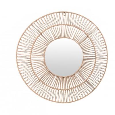 Wandspiegel?bohemian - rond - bruin -?Ibiza stijl - papier - Dia 50cm