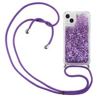 Lunso - Backcover hoes met koord - iPhone 14 Plus - Glitter Paars