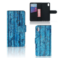 Xiaomi Redmi 7A Book Style Case Wood Blue - thumbnail