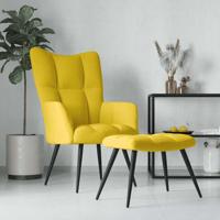Relaxstoel met voetenbank fluweel mosterdgeel
