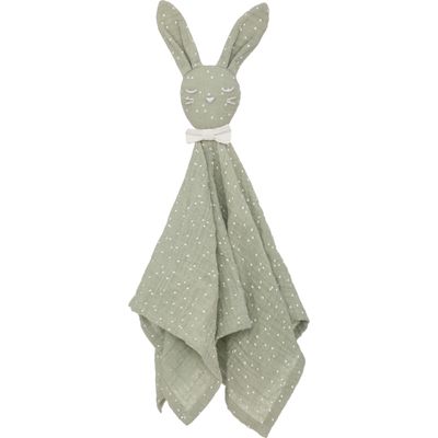 Konijn knuffeldoekje/tuttel lapje van zachte pluche - groen - 50 cm