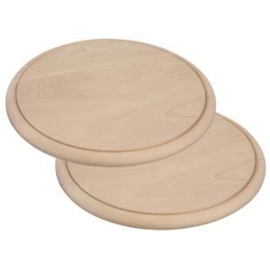 Serveer plank - Set van 2x stuks - D25 cm - hout - rond - ham plankje - broodplank