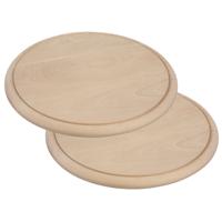 Serveer plank - Set van 2x stuks - D25 cm - hout - rond - ham plankje - broodplank