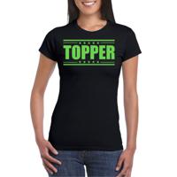 Verkleed T-shirt voor dames - topper - zwart - groene glitters - feestkleding