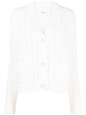 Allude cardigan en laine mélangée à ornements strassés - Blanc
