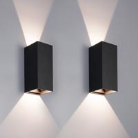 Set van 2 Miles S LED wandlamp dimbaar - up en down light buiten - 3000K warm wit- 10 Watt 760 lumen- IP65 waterdicht - Zwart - buitenverlichting