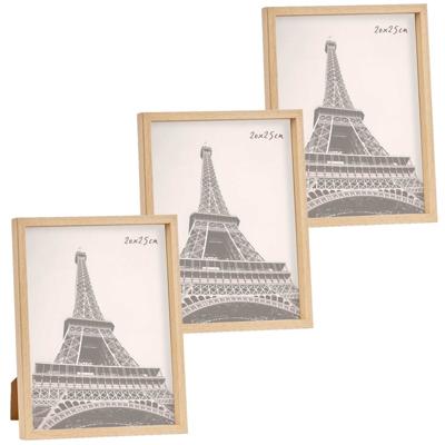 Fotolijst - 3x stuks - houtlook - kunststof/glas - 27 x 22 cm - voor foto van 20 x 25 cm - staand/ha Fotolijst - 3x stuks - houtlook - kunststof/glas - 27 x 22 cm - voor foto van 20 x 25 cm - staand/ha
