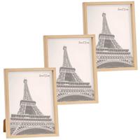 Fotolijst - 3x stuks - houtlook - kunststof/glas - 27 x 22 cm - voor foto van 20 x 25 cm - staand/ha