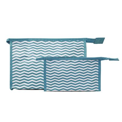 Studio - 2-piece Set w. Cosmetic Bag & Makeup Purse - Blue & White Stripes