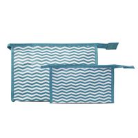 Studio - 2-piece Set w. Cosmetic Bag & Makeup Purse - Blue & White Stripes - thumbnail