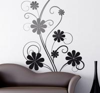 Sticker silhouette plant krullen bloemen