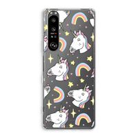 Rainbow Unicorn: Sony Xperia 1 III Transparant Hoesje