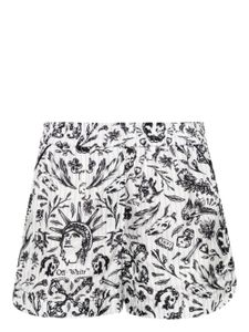 Off-White Tattoo graphic-print pajama shorts - Blanc