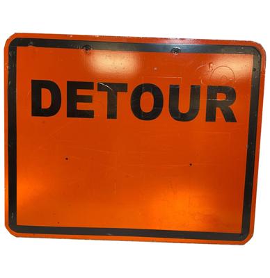 Detour Road Construction Metalen Straatbord - Origineel