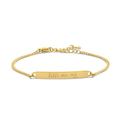 Gepersonaliseerde handschrift bar armbanden - Stainless steel - Goud - Gourmet chain ( € 35,95 )
