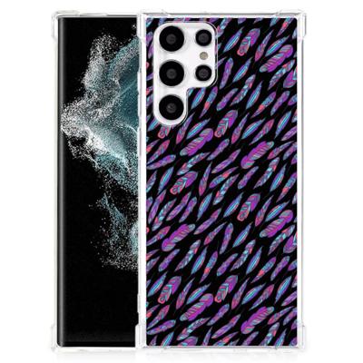 Samsung Galaxy S22 Ultra Doorzichtige Silicone Hoesje Feathers Color Samsung Galaxy S22 Ultra Doorzichtige Silicone Hoesje Feathers Color
