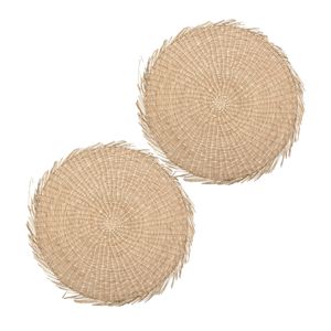 Set van 12x stuks ronde placemats raffia naturel 38 cm