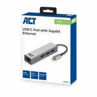 ACT AC7055 3-Poorts USB-C 3.2 (USB 3.0) Hub met Gigabit ethernet poort - thumbnail