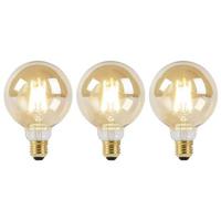 LUEDD Set van 3 E27 dim to warm LED lampen G95 goud 8W 806 lm - thumbnail